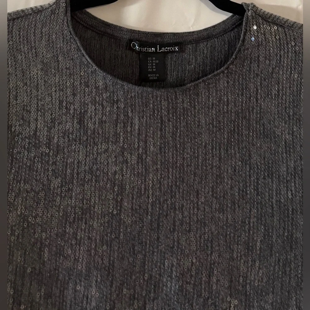 Christian Lacroix Women Grey Wide Leg Pants and Sequin Top, Two pieces set. M - Picture 7 of 16